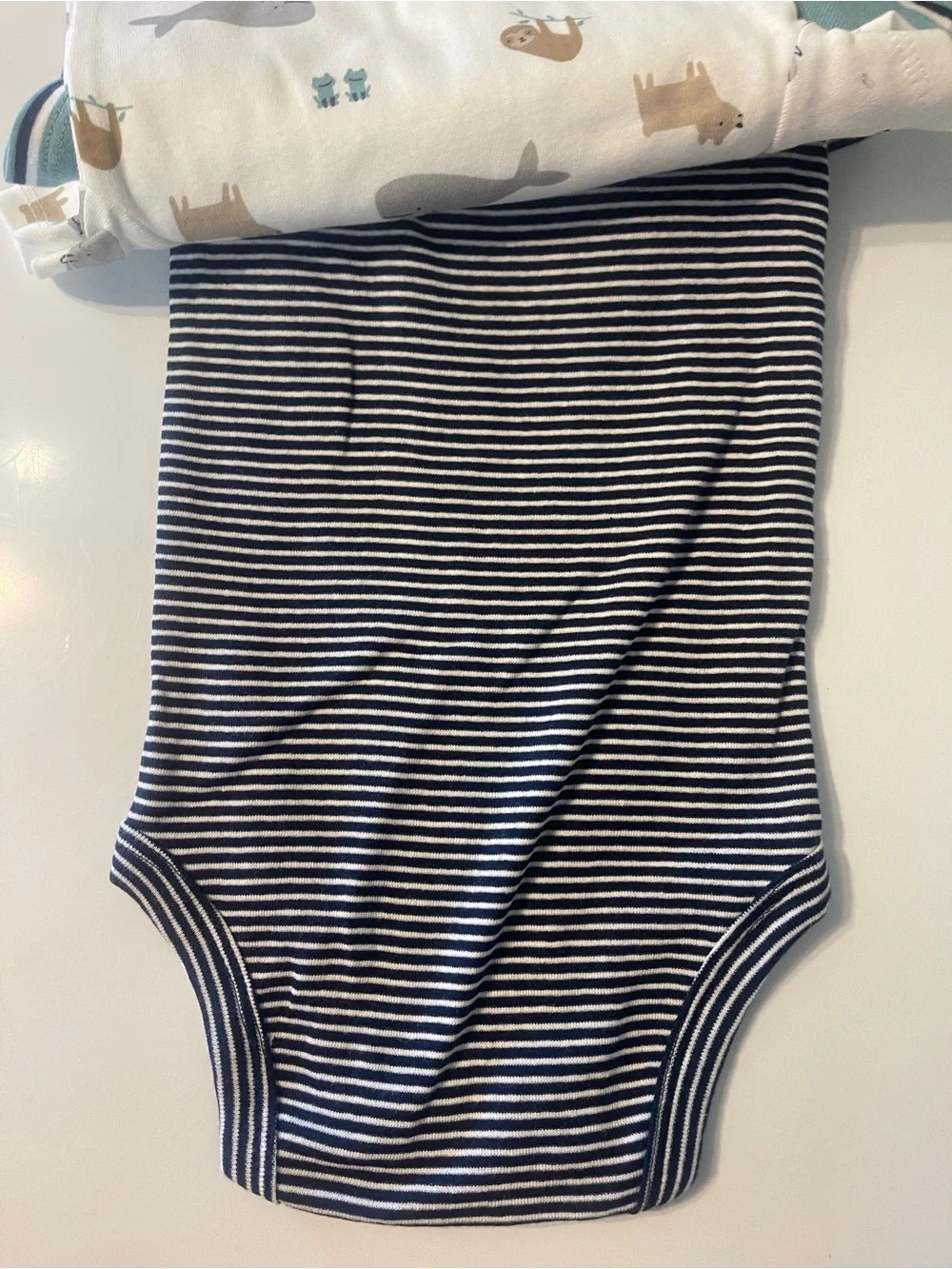 NWT -Carter's Child of Mine Green Striped Baby Bodysuit - 3-Pack